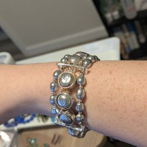 Faux Pearl Silver Women's Bracelet